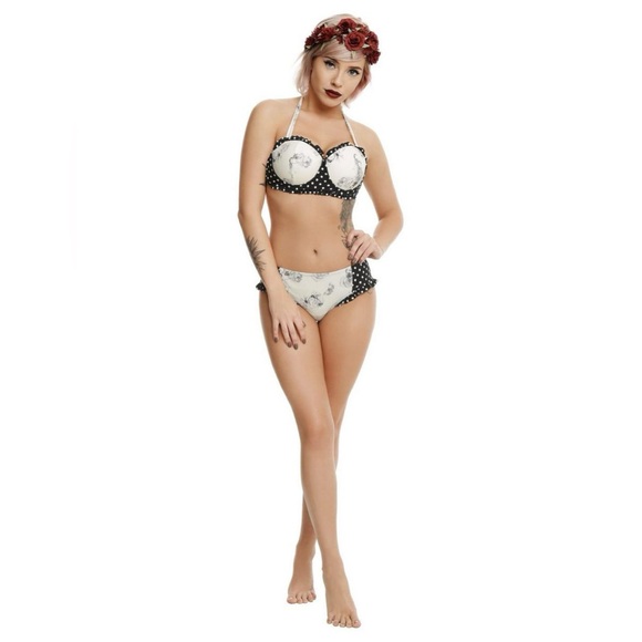 HOT TOPIC Polka Dots & Insects Swim bikini TOP - Picture 8 of 8